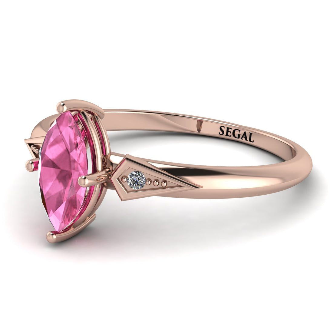 Marquise Pink Moissanite Geometrical Engagement Ring - Reese No. 802